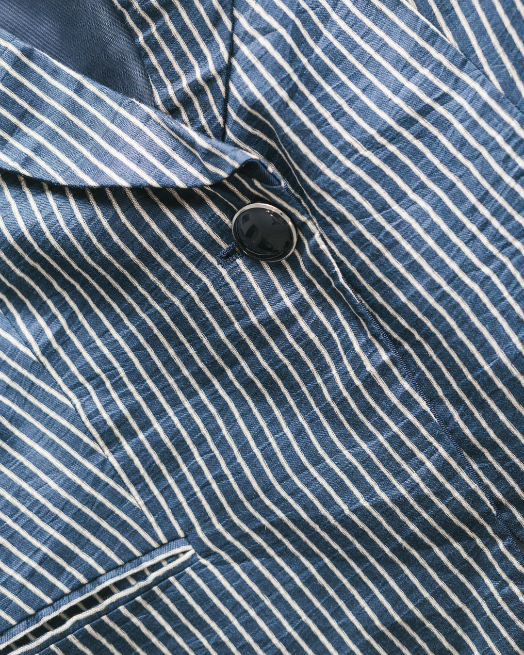 Armani Collezioni Striped Silk Ruched Sleeves Blazer