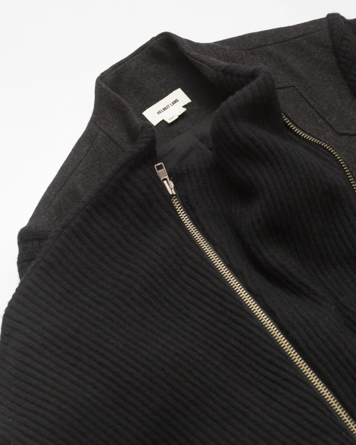 Asymmetrical knit biker jacket