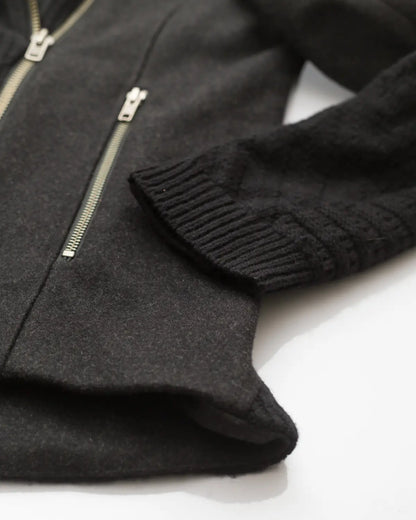 Asymmetrical knit biker jacket