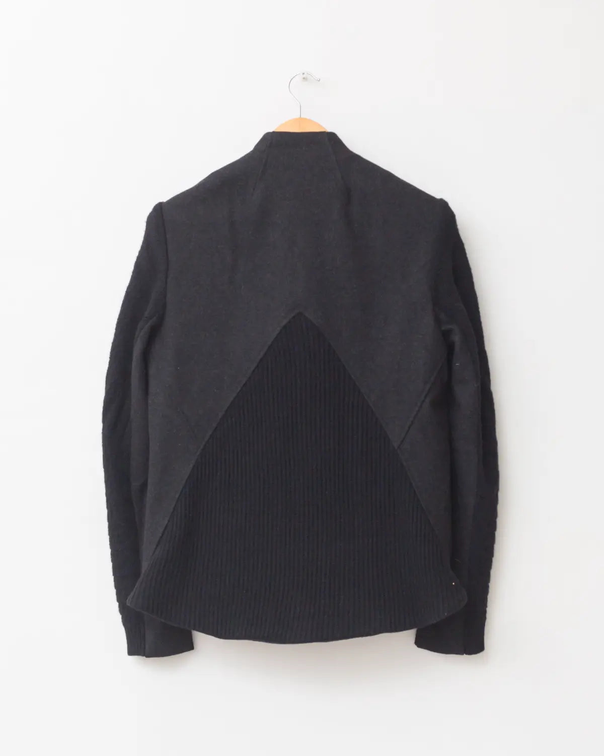 Asymmetrical knit biker jacket