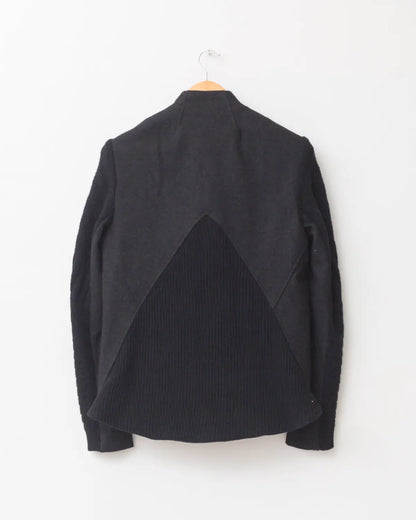 Asymmetrical knit biker jacket