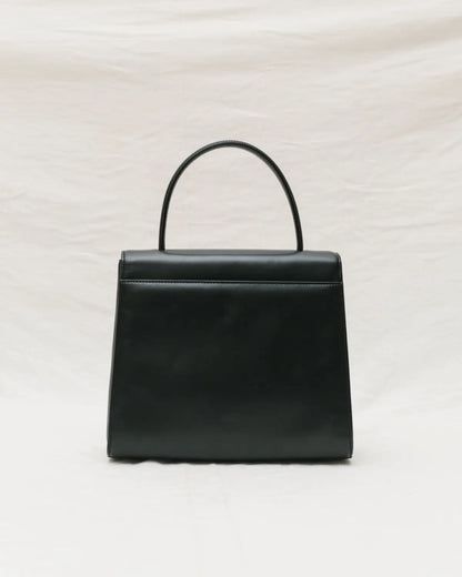 Box calf top handle bag