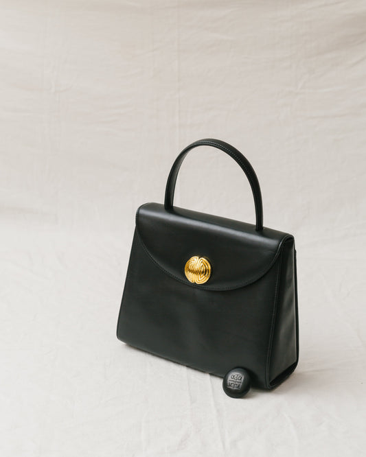 Box calf top handle bag