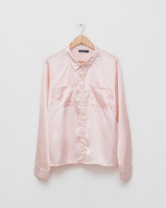 Bubblegum pink satin shirt