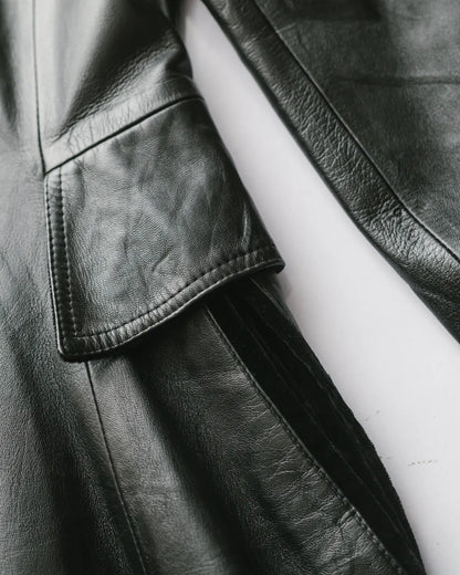 Calfskin leather trench