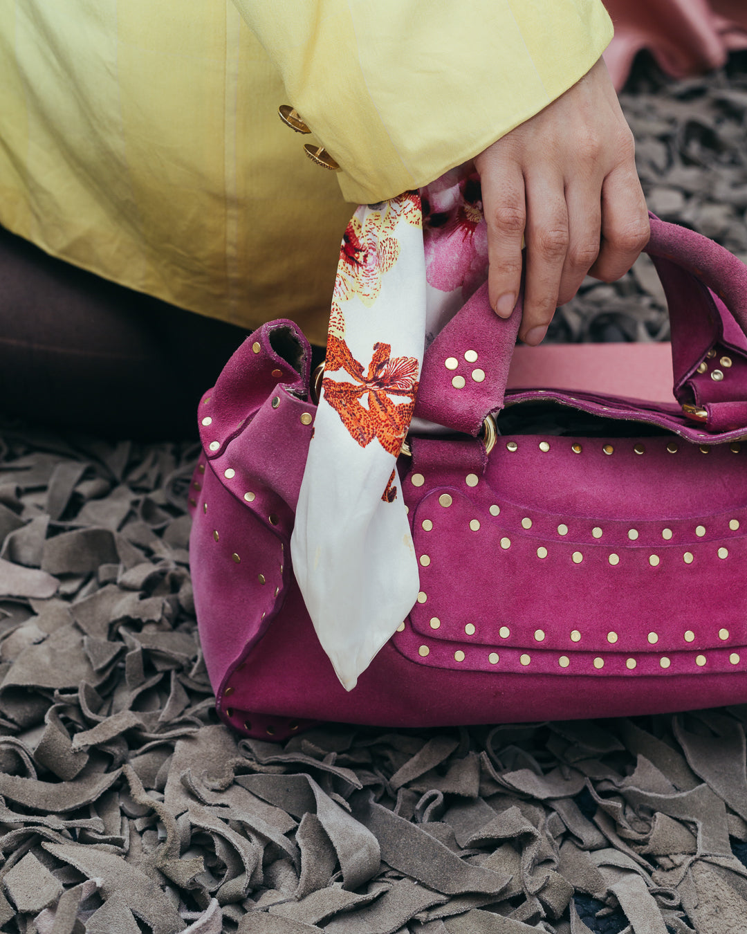 Celine Boogie Handbag in Fuchsia Suede