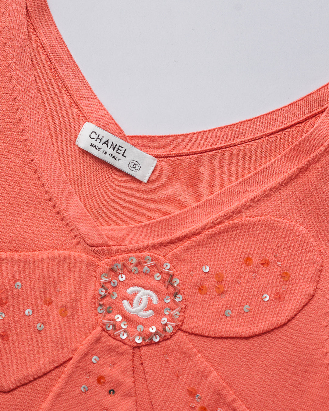 Chanel Coral Embellished Knit Top – Aimée