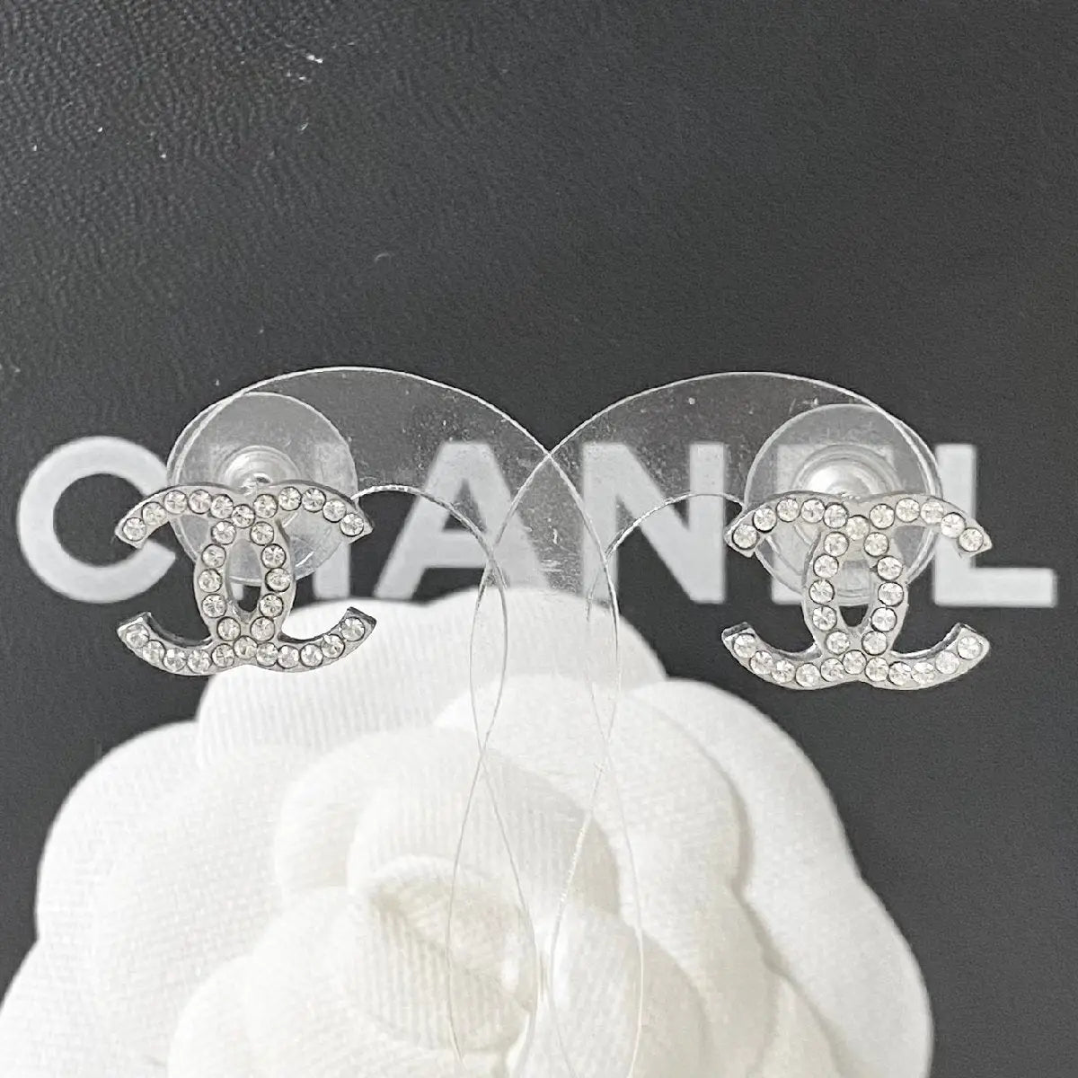 Chanel rhinestone cc earrings