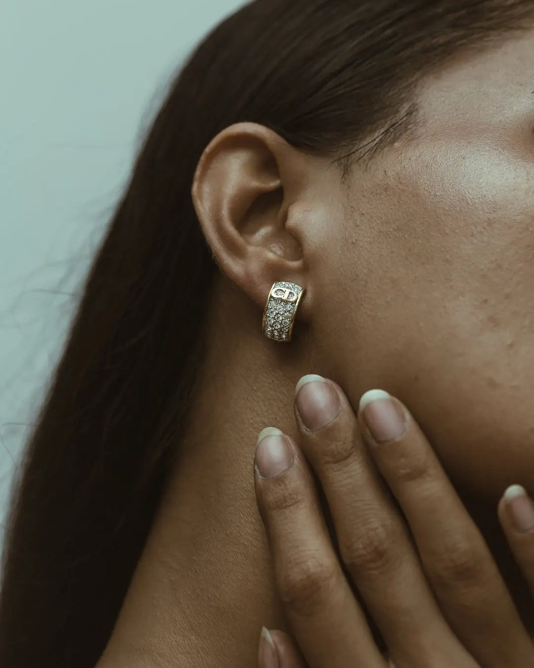 Christian Dior ‘CD’ Diamanté Clip Ons