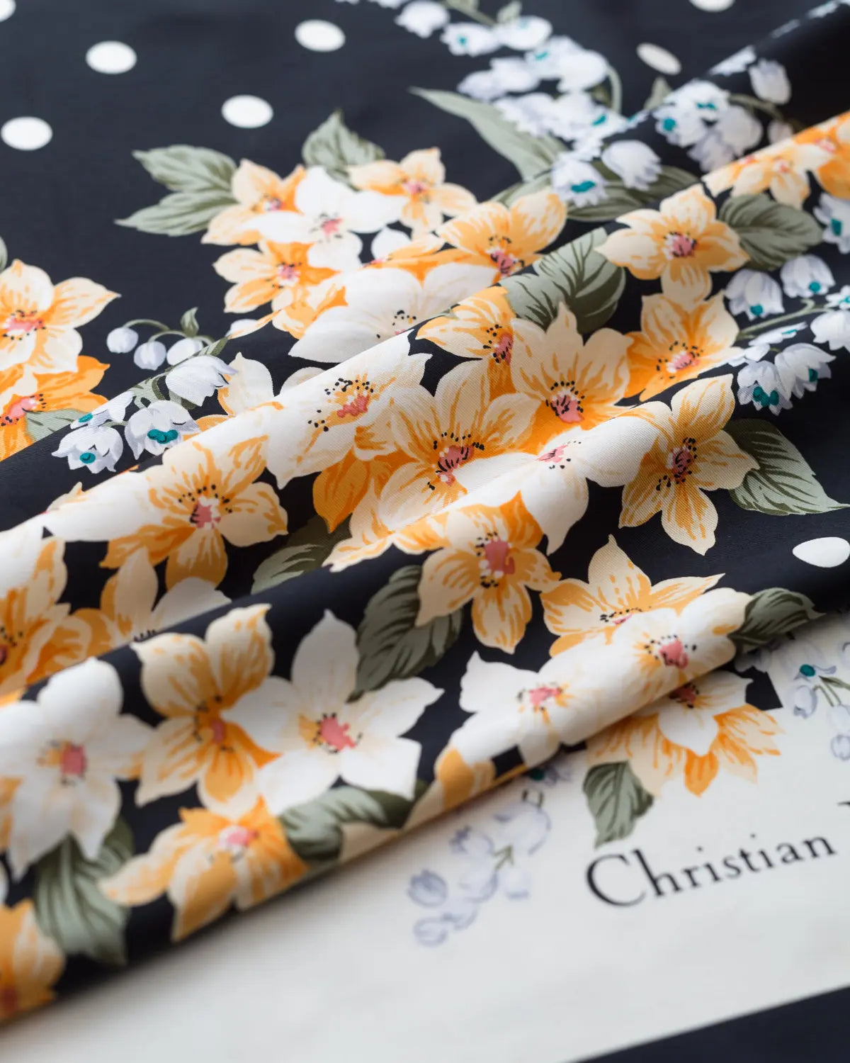 Christian dior floral silk scarf
