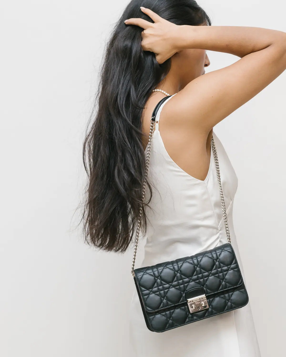 Christian dior lambskin cannage 2 way