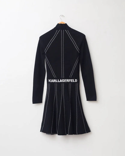 Karl lagerfeld contrast details knit dress