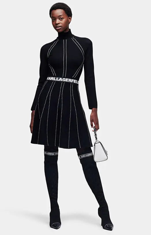 Karl lagerfeld contrast details knit dress