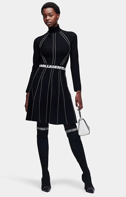 Karl lagerfeld contrast details knit dress