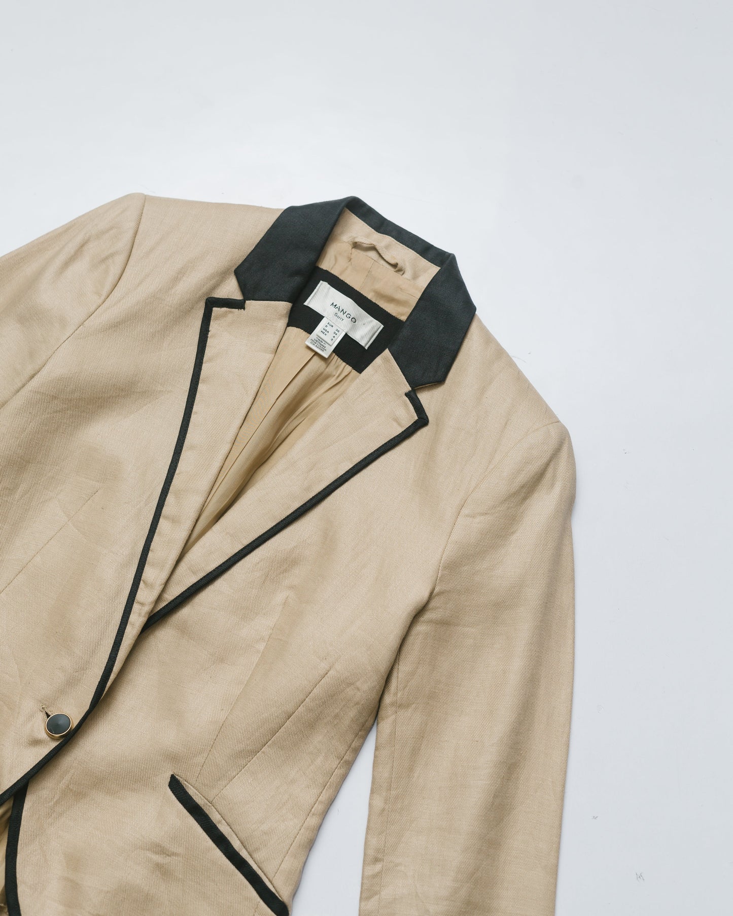 Contrast seam pure linen blazer