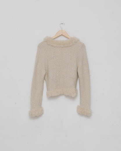 Courrèges Knit Top with Fur Details