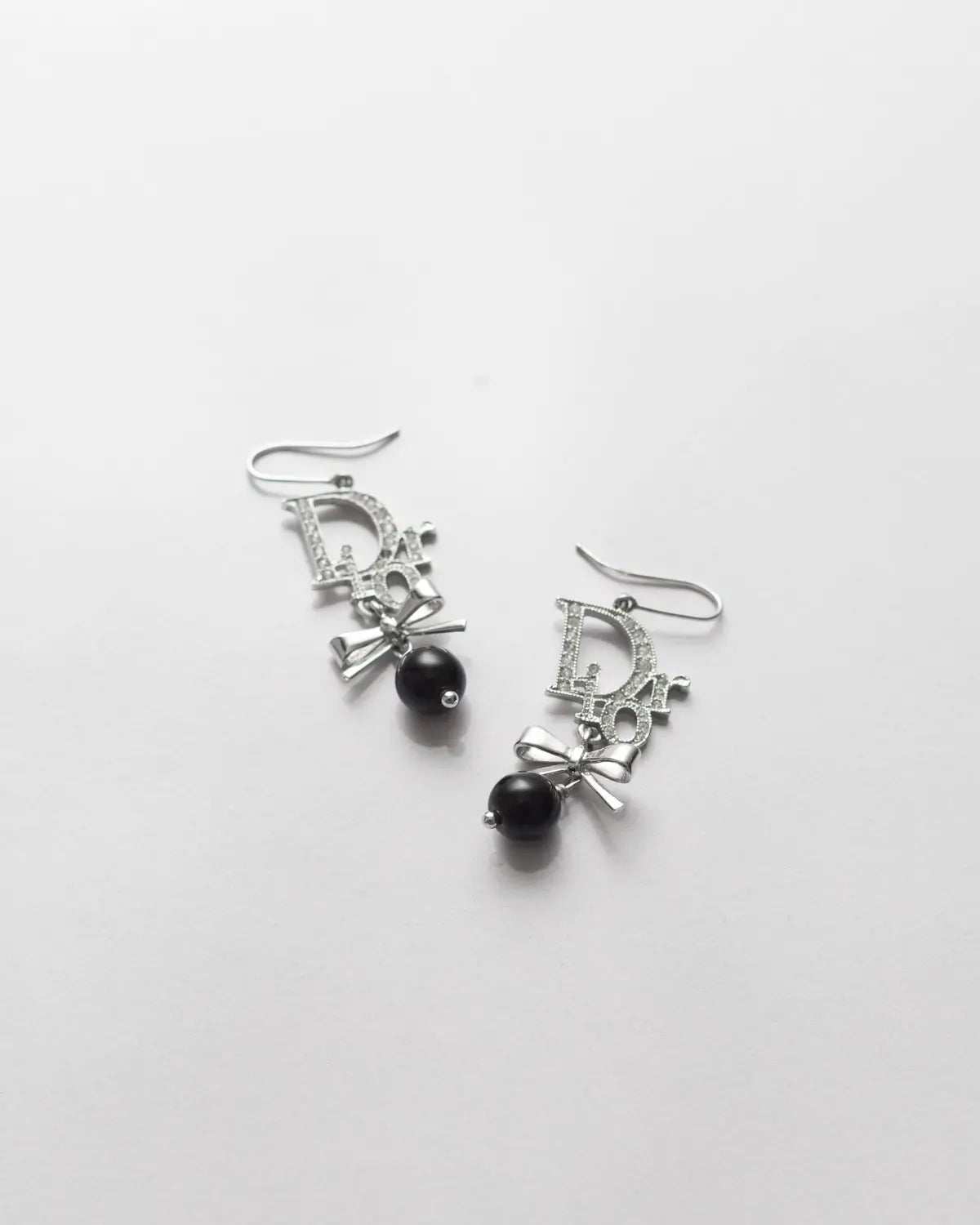 Christian dior rhinestone bow earrings