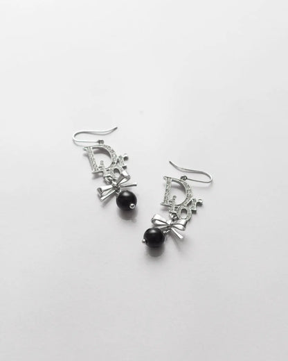 Christian dior rhinestone bow earrings