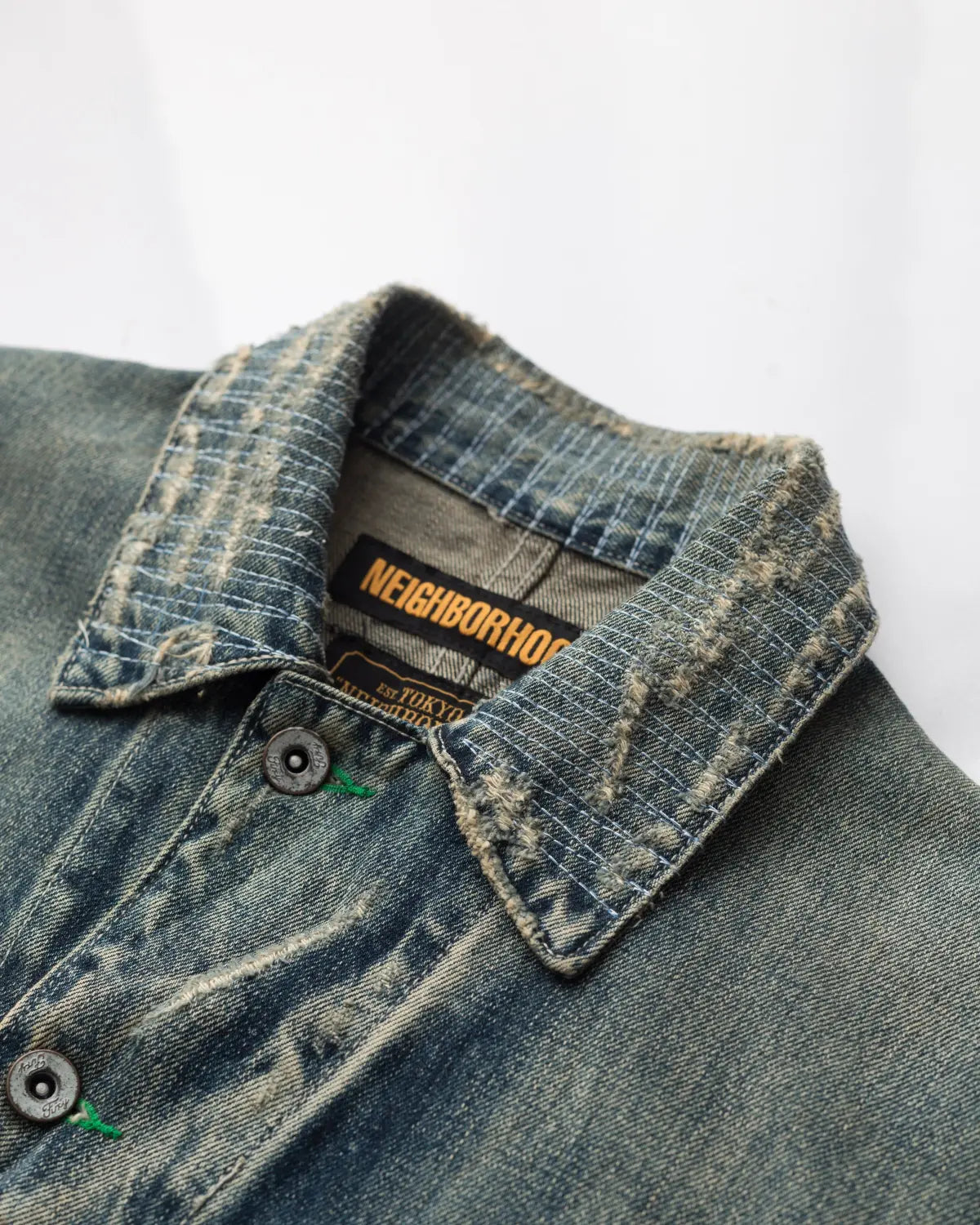 Neighbourhood distressed japanese denim jacket
