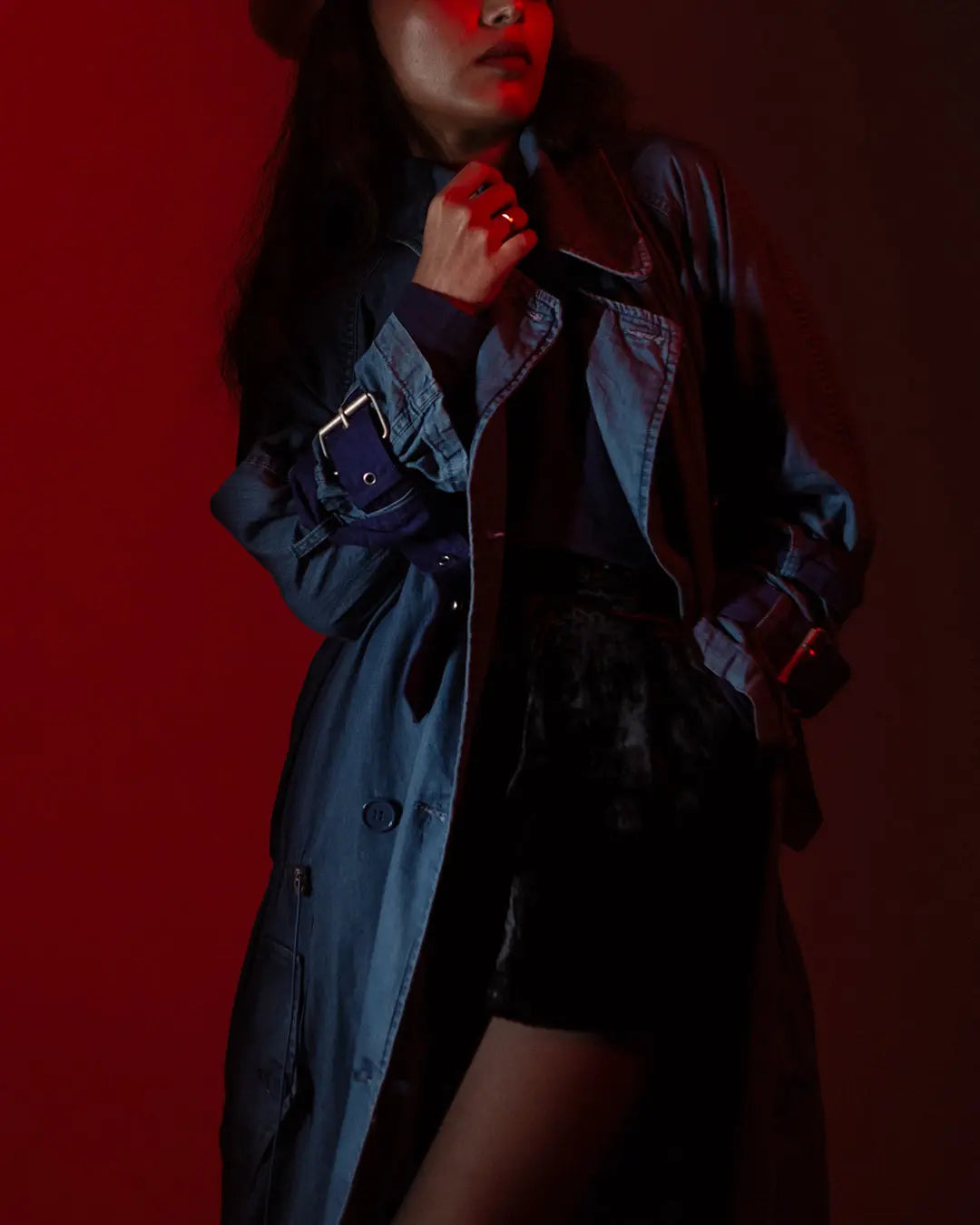 Acne studios double breasted denim trench coat