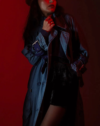 Acne studios double breasted denim trench coat