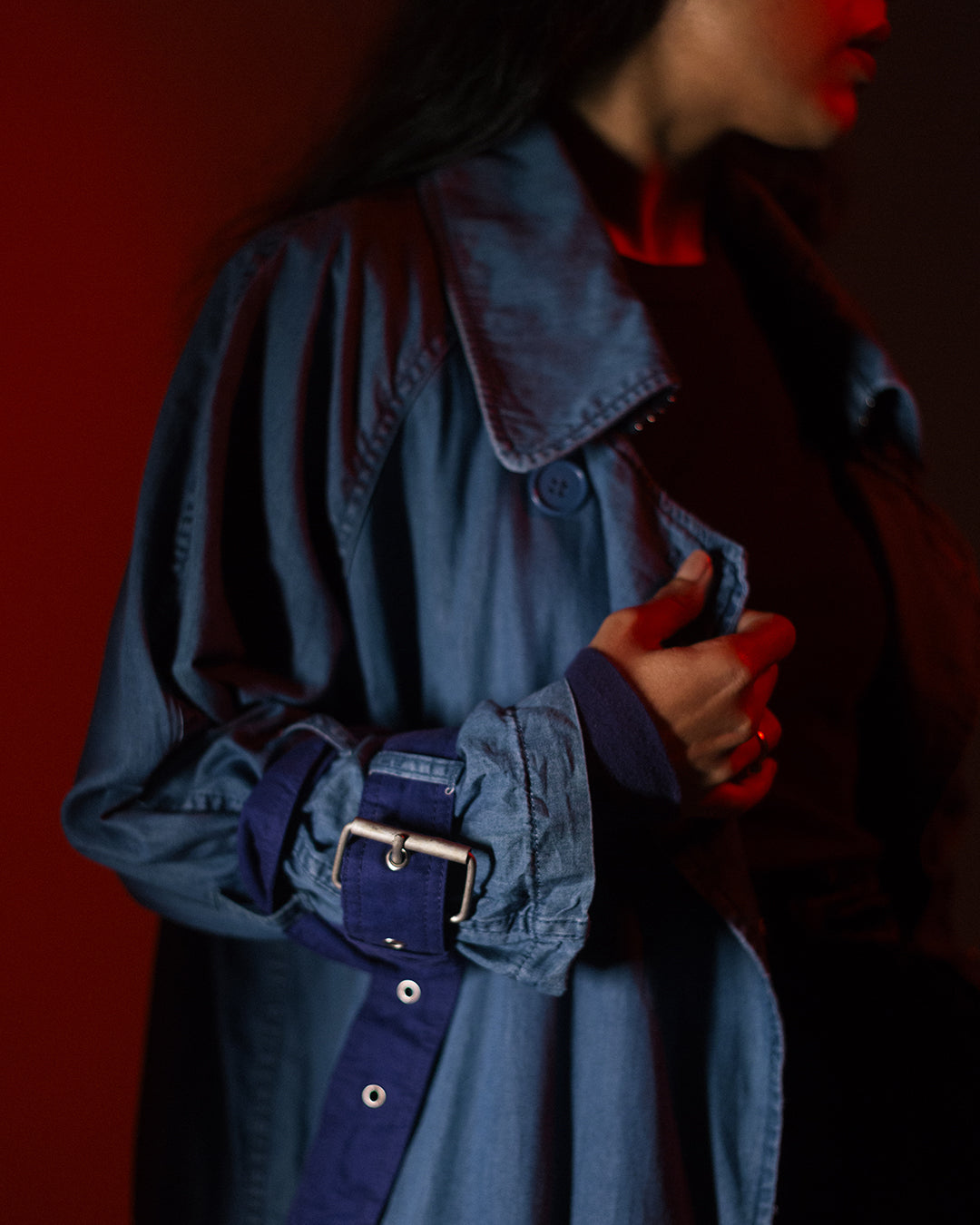 Acne studios double breasted denim trench coat