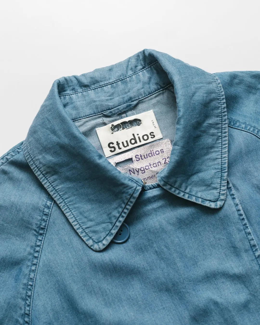 Acne studios double breasted denim trench coat