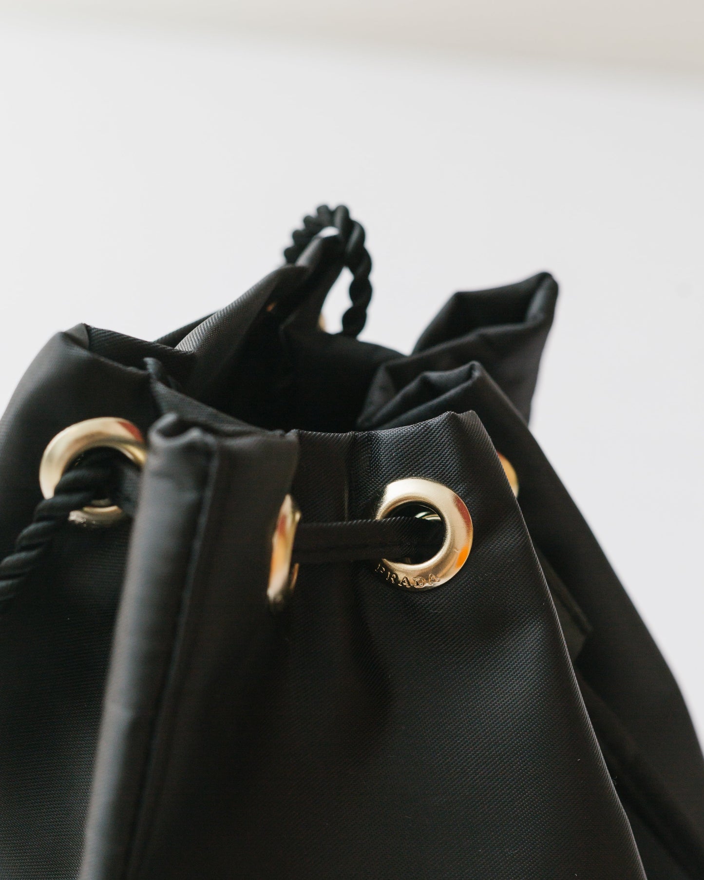 Drawstring nylon bucket bag