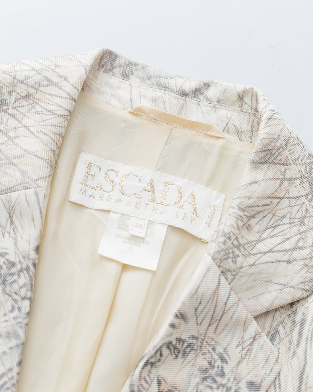 Escada Silk Tiger Camo Print Blazer