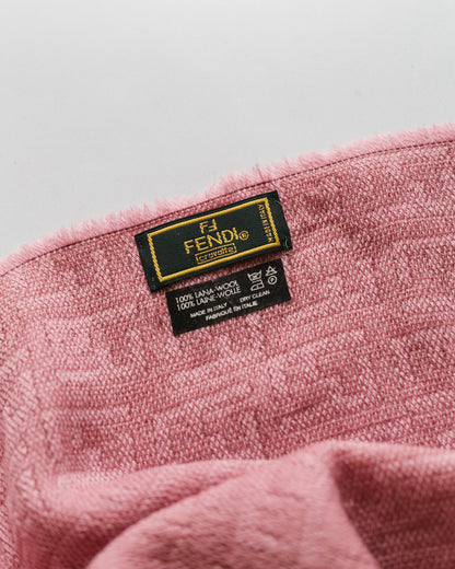 Fendi Salmon Pink Monogram Wool Scarf