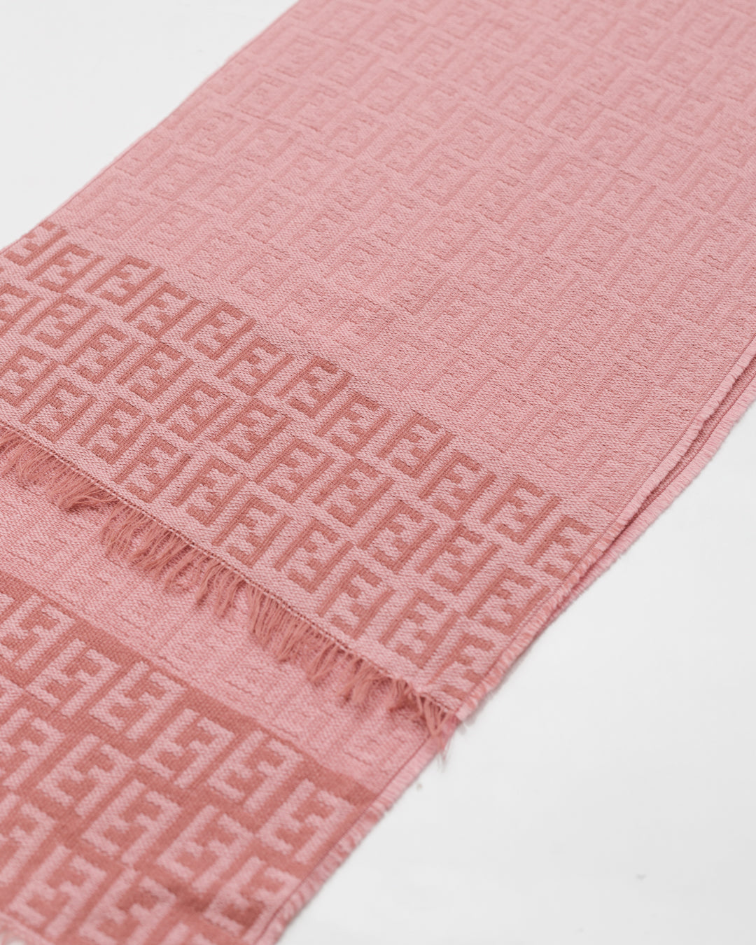 Fendi Salmon Pink Monogram Wool Scarf