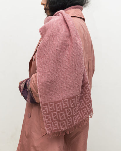 Fendi Salmon Pink Monogram Wool Scarf