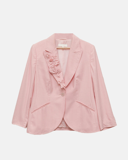 Escada floral appliqué wool & silk blazer