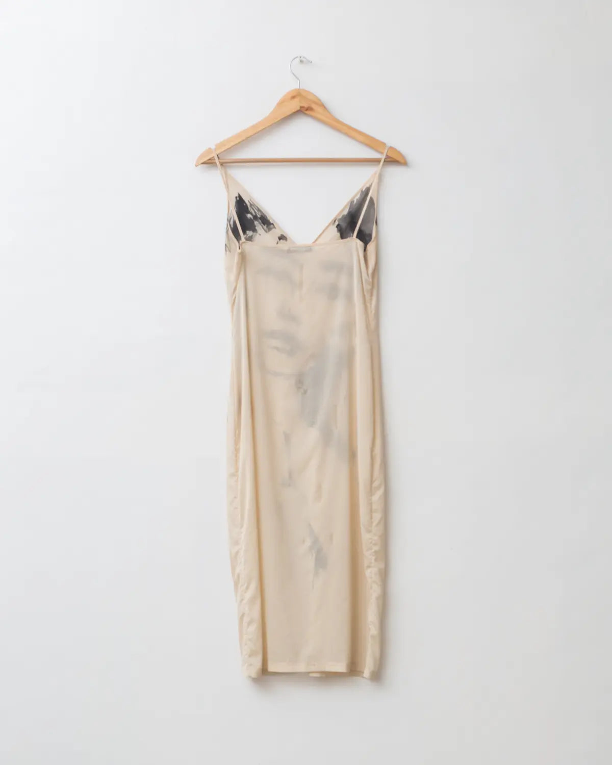 Upcycled handpainted jil sander sheer silk slip dress