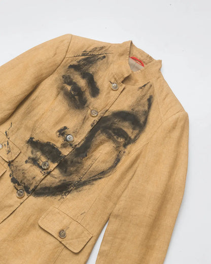 Handcrafted at aimee handpainted portrait blazer in linen