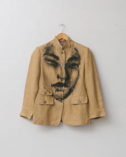 Handcrafted at aimee handpainted portrait blazer in linen