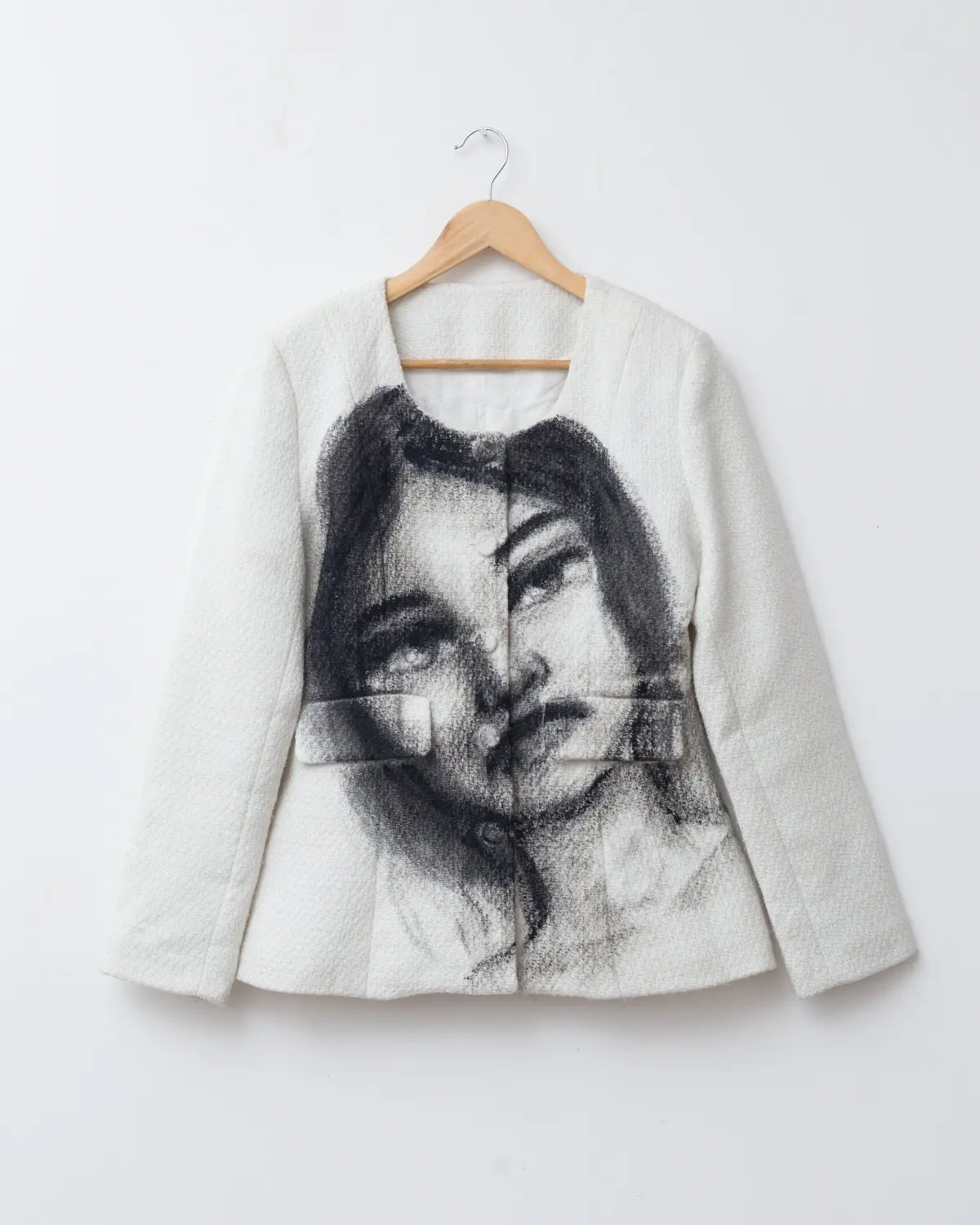Upcycled handpainted portrait jacket