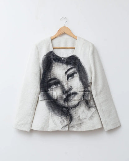 Upcycled handpainted portrait jacket