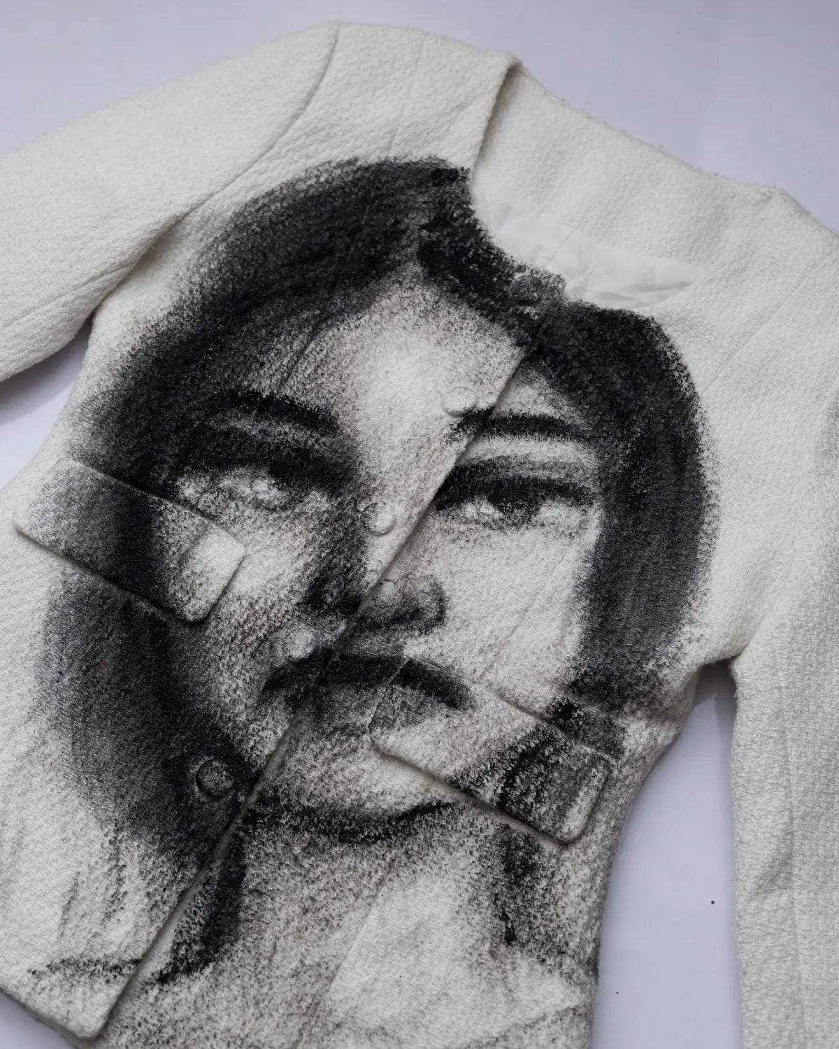 Upcycled handpainted portrait jacket