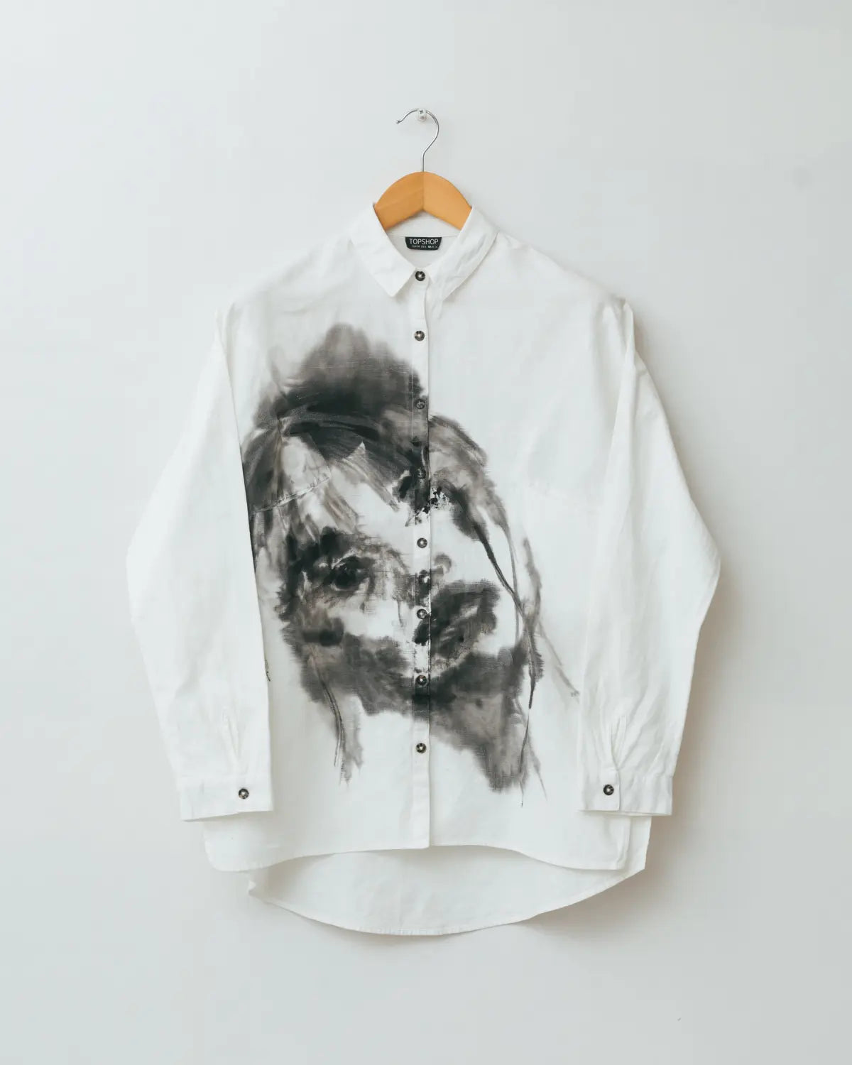 Aimee one-of-one handpainted portrait linen shirt