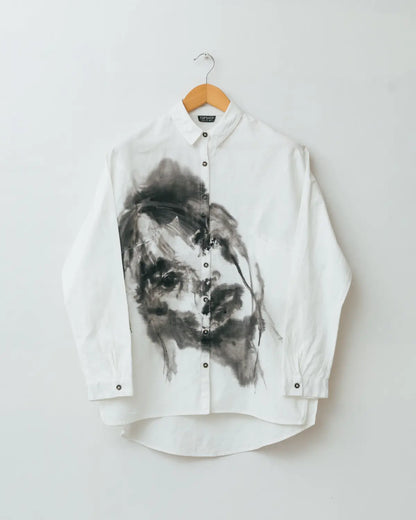 Aimee one-of-one handpainted portrait linen shirt