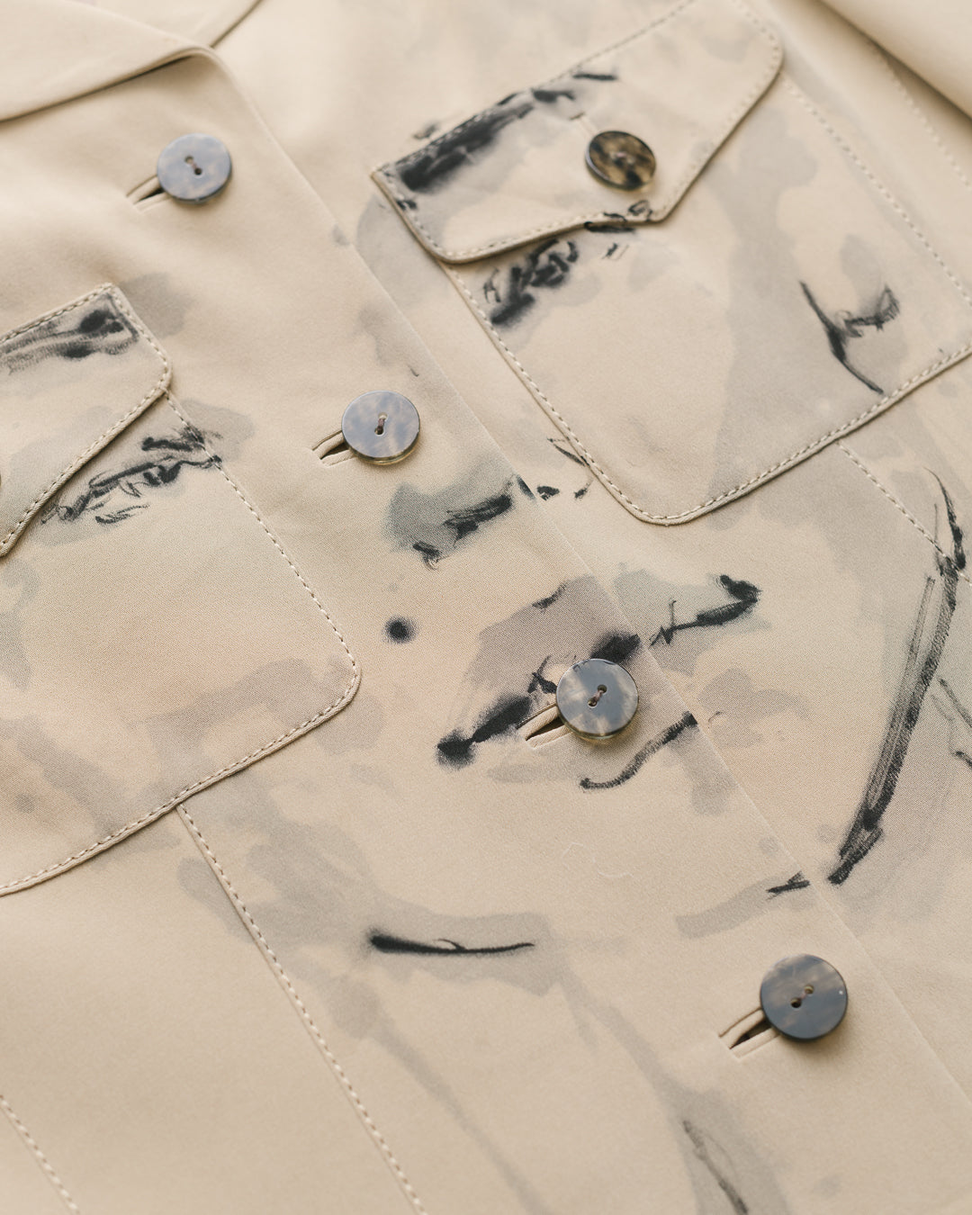 Handpainted Portrait Pure Silk Structured Jacket