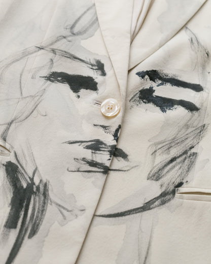 Handpainted portrait silk blazer