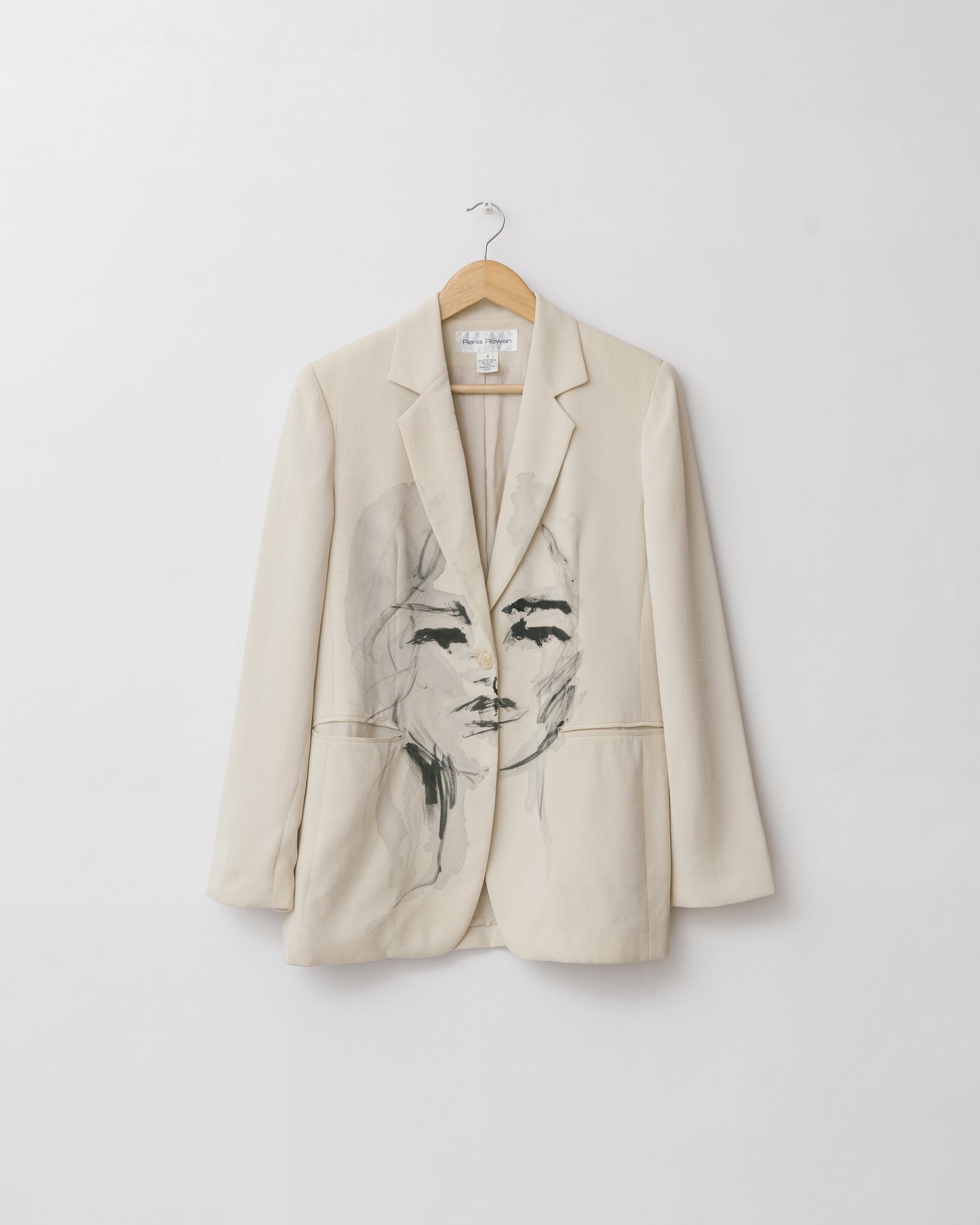 Handpainted portrait silk blazer