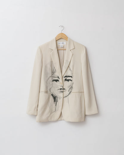 Handpainted portrait silk blazer