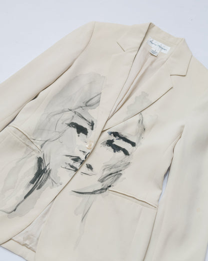 Handpainted portrait silk blazer