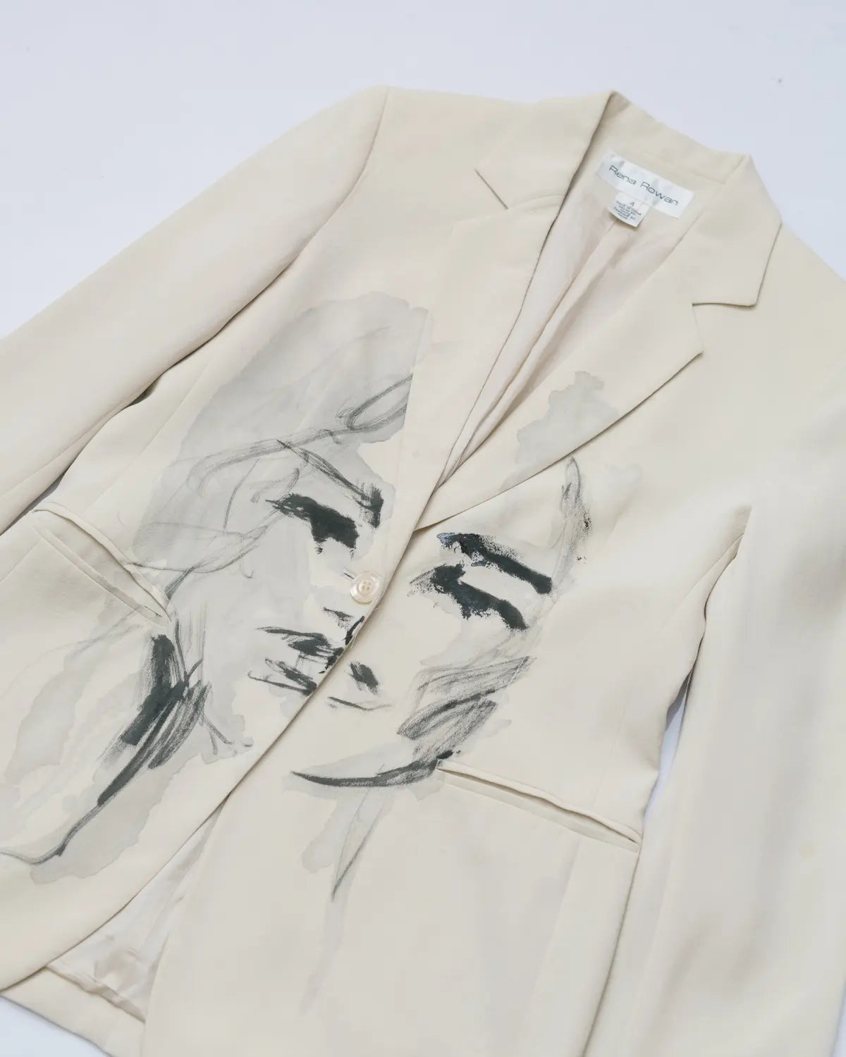 Handpainted portrait silk blazer