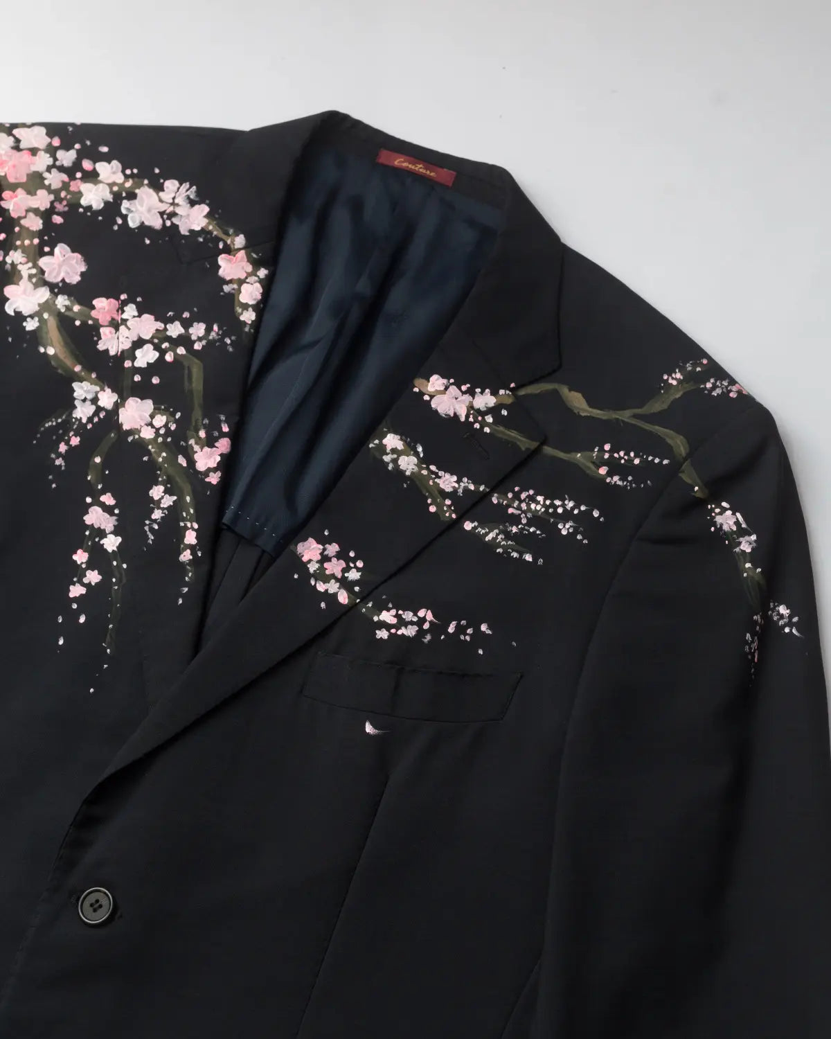 Upcycled handpainted sakura blazer