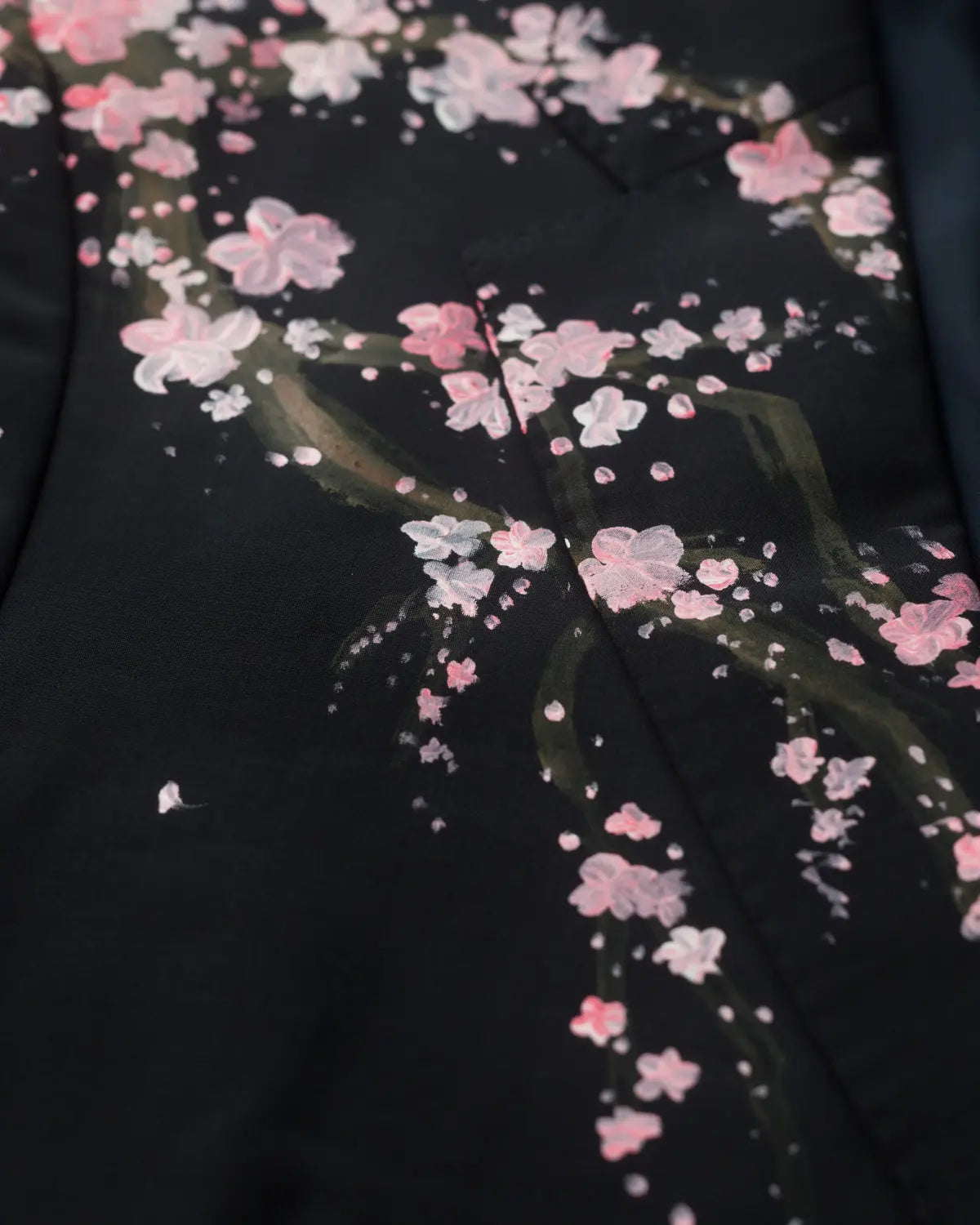 Upcycled handpainted sakura blazer