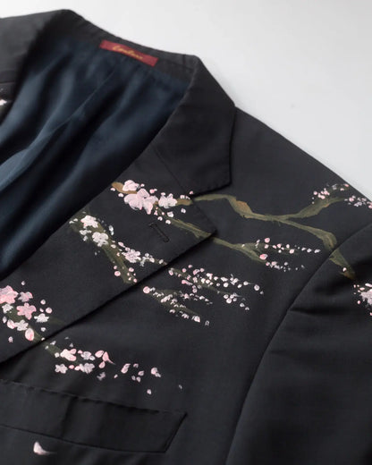 Upcycled handpainted sakura blazer